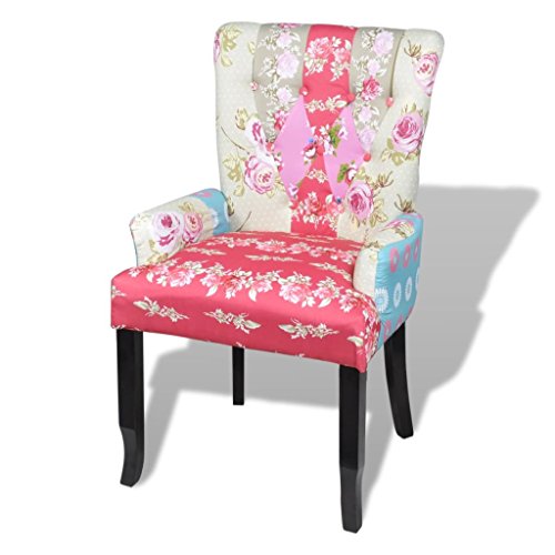 vidaXL Französischer Stuhl mit Patchwork-Design Stoff Bunt