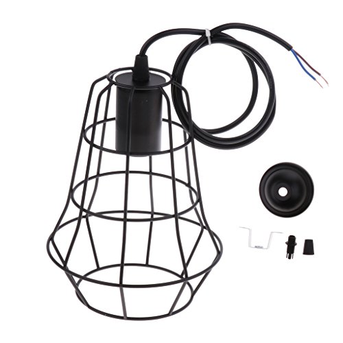 Homyl Retro Draht Lampenschirm E27 Lampenfassung schwarz Lampensockel Lampenaufhängung für Deckenleuchte Pendelleuchten Hängelampe - Typ 2