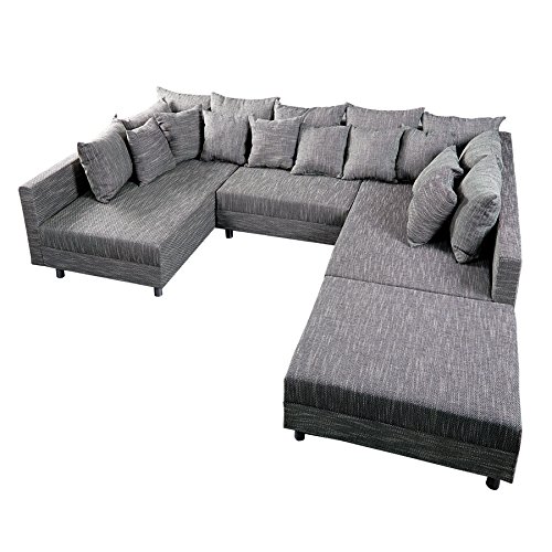 Invicta Interior Design Sofa Loft XXL mit Hocker Strukturstoff anthrazit