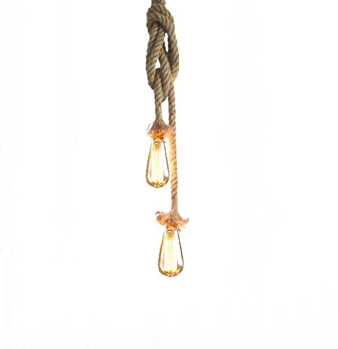 Lixada Vintage Seil Hängelampe 250cm(125cm+125cm)Pendelleuchte AC220V E27 (ohne Birne)