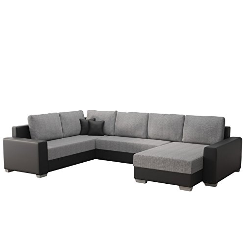Mirjan24 Ecksofa Olga, Elegante Big Couch, Design U-Form Eckcouch, Ecksofa, Farbauswahl, Wohnlandschaft (Ecksofa Rechts, Soft 011 + Florida 01)