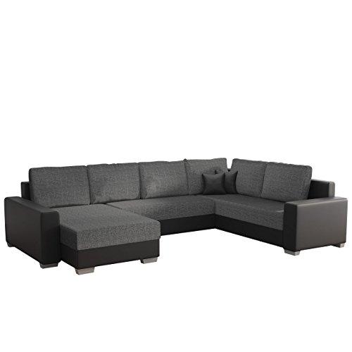 Mirjan24 Ecksofa Tomasi, Elegante XXL Eckcouch mit Schlaffunktion und Bettkasten, Farbauswahl, Design U-Form Couch, Ecksofa, Wohnlandschaft (Ecksofa Links, Soft 011 + Valencia 101)