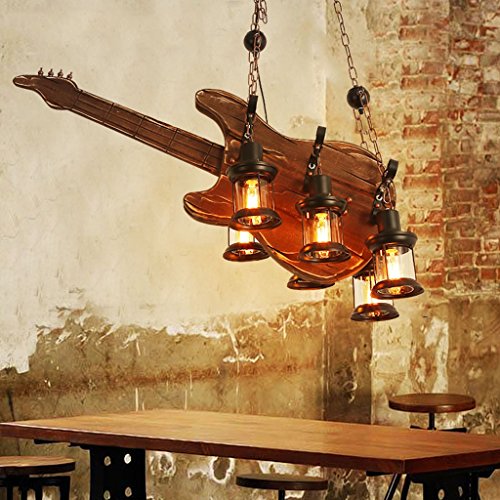 Modern Deckenlampe Holz Pendelleuchte Retro Industrial Style Pendelleuchte Restaurant Kronleuchter Gitarre Holz Lampen Balkon Schlafzimmer
