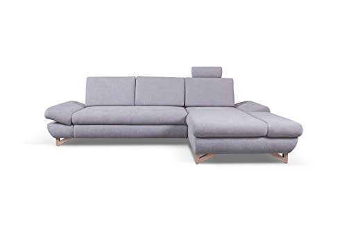 mb-moebel Ecksofa Eckcouch mit Bettkästen mit Schlaffunktion Soft Couch Wohnlandschaft L-Form Polsterecke Merida GRAU (Ecksofa Rechts)