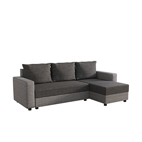 Mirjan24 Ecksofa Vibo! Eckcouch Sofa mit Bettkasten und Schlaffunktion! L-Form Couch, Ottomane Universal, Farbauswahl, Schlafsofa vom Hersteller (Lux 05 + Lux 06)
