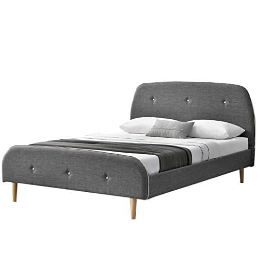 ArtLife Polsterbett Vigo 140 × 200 cm grau | Bettgestell mit Lattenrost, Kopfteil & Stoff | Einzelbett Jugendbett Gästebett Bett