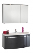 Kesper Badmöbel 3017910832023000 Waschplatz 2-teilig Bad Saarow, Spiegelschrank 71,5 x 100 x 27,5 cm, alu / anthrazit