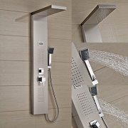 Elegant Edelstahl Duschpaneel-Set mit Massagejets & Wasserfall mit LCD Display Wassertemperatur Anzeigen ink. Handbrause