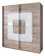 Wimex Kleiderschrank/ Schwebetürenschrank Curve, (B/H/T) 180 x 198 x 64 cm, San Remo-Eiche/ Absetzung Glas Weiß