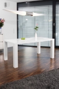 Ess-Tisch weiß Hochglanz aus MDF 180x90cm recht-eckig | Luca | Moderner Küchen-Tisch aus MDF-Holz weiss 180cm x 90cm | Vierfußtisch Hochglanz weiß lackiert | Designer Esszimmertisch mit strahlender weißer Farbe