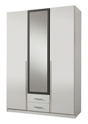 Wimex Kleiderschrank/Drehtürenschrank Skate, 3 Türen, 2 Schubladen, 1 Spiegel, (B/H/T) 135 x 197 x 58 cm, Weiß/Absetzung Anthrazit