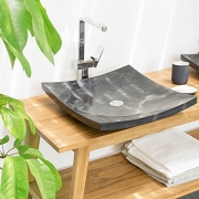 WOHNFREUDEN Marmor Waschbecken ZEN 50 cm anthrazit ✓ Naturstein Waschschale Handwaschbecken rechteckig für Bad Gäste WC ✓ inkl. techn. Zeichnung ✓ schnell & versandkostenfrei ✓