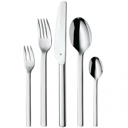 WMF Dune Besteckset, 30-teilig, für 6 Personen, Monobloc-Messer, Cromargan Edelstahl poliert, spülmaschinengeeignet