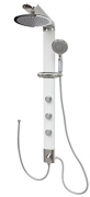Duschsäule Duschpaneel Brausepaneel Duschsystem Komplettdusche große runde Regendusche Aluminium Duschgarnitur Dusch Set Handbrause Duschkopf Stabbrause Duscharmatur Eck und Wandmontage in Weiß