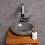 WOHNFREUDEN Naturstein Waschbecken rund oval 30 cm ♥ Stein Aufsatzwaschbecken für Gäste WC Bad ✓ einzeln fotografiert + Auswahl Steinwaschbecken aus Bildergalerie ✓ schnell & versandkostenfrei ✓