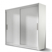 Kleiderschrank London I, Schwebetürenschrank, Schiebetürenschrank, Modernes Schlafzimmerschrank 180x215x57cm, Garderobe, Schlafzimmer (Weiß)