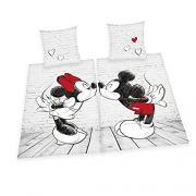 Herding 4478226250 Mickey & Minnie Partnerpack Bettwäsche, Baumwolle, weiß, 135 x 200 cm
