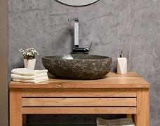 Naturstein Waschbecken 40 cm OVAL – einzeln geprüft und fotografiert – Suchen Sie Ihr Waschbecken mit Größe und Farbe aus – Stein Aufsatzwaschbecken für Bad WC – Stein Granit Findling Flussstein