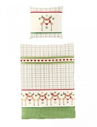 Bierbaum Biber Bettwäsche Design 3065 Bettdecke 135/200 + Größe Kissen 080/080, Baumwolle, Grün, 135 x 200 cm, 2-Einheiten