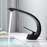 BONADE Schwarz Wasserhahn Bad Wasserfall Einhandmischer Mischbatterie Waschbecken Waschtisch Armatur Waschbeckenarmatur für Badezimmer