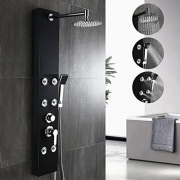 Auralum Duschpaneel Edelstahl Regendusche Duscharmatur Duschsäule Regendusche Set Handbrause schwarz
