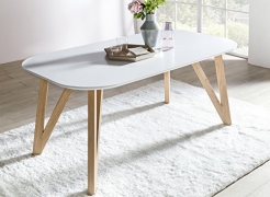SalesFever® Esszimmertisch Aino, Küchentisch in matt-weiß, 160 x 90 cm, furnierter Esstisch, pflegeleichter & abgerundeter Holz-Tisch, FSC® zertifiziert