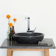 WOHNFREUDEN Marmor Waschbecken MARA 50 cm anthrazit ✓ Naturstein Waschschale Handwaschbecken oval poliert für Bad Gäste WC ✓ inkl. techn. Zeichnung ✓ schnell & versandkostenfrei ✓