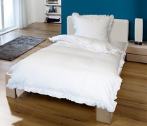Krollmann 2-tlg. Bettwäsche Set Rüschen mit Reißverschluss aus 100% Baumwolle, Deckenbezug 135x200cm, Kissenbezug 80x80cm, Vintage-Stil Retro Style (1x Deckenbezug 135x200cm / Kissenbezug 80x80cm, Weiß)
