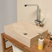 WOHNFREUDEN Marmor Waschbecken Perahu ✓ 50 cm recht-eckig poliert creme ✓ ideal als Handwaschbecken oder Naturstein Aufsatzwaschbecken für Bad Gäste WC ✓ inkl. techn. Zeichnung ✓ schnell & versandkostenfrei ✓