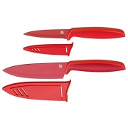 WMF TOUCH Messerset 2-teilig, Küchenmesser mit Schutzhülle, Spezialklingenstahl antihaftbeschichtet, Kochmesser, Allzweckmesser, rot