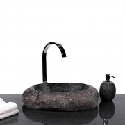WOHNFREUDEN Große Auswahl an Naturstein Waschbecken rund oval 40 cm ✓ Stein Aufsatzwaschbecken für Gäste WC Bad ✓ einzeln fotografiert + Auswahl Granit Waschbecken aus Bildergalerie ✓ versandkostenfrei ✓